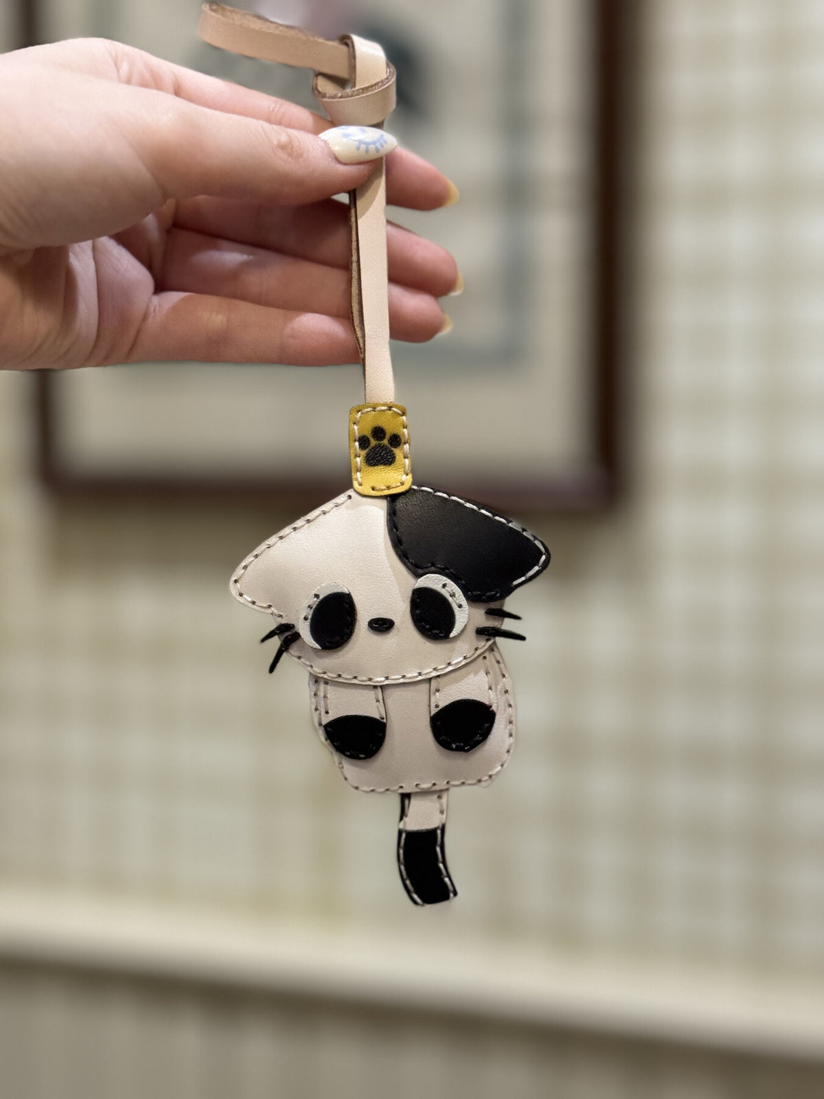 Black & White Cat leather charm view 13