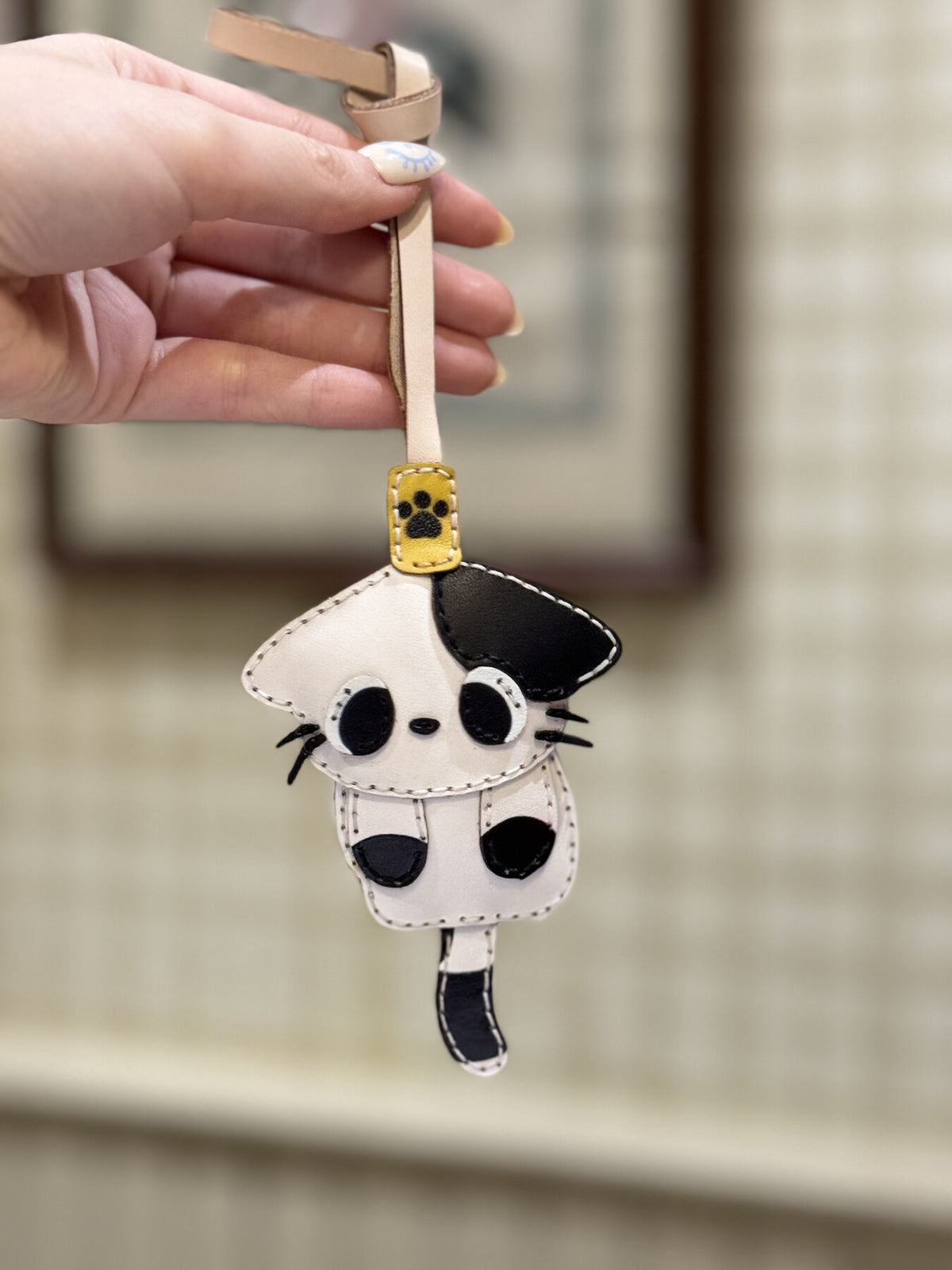 Black & White Cat leather charm view 14