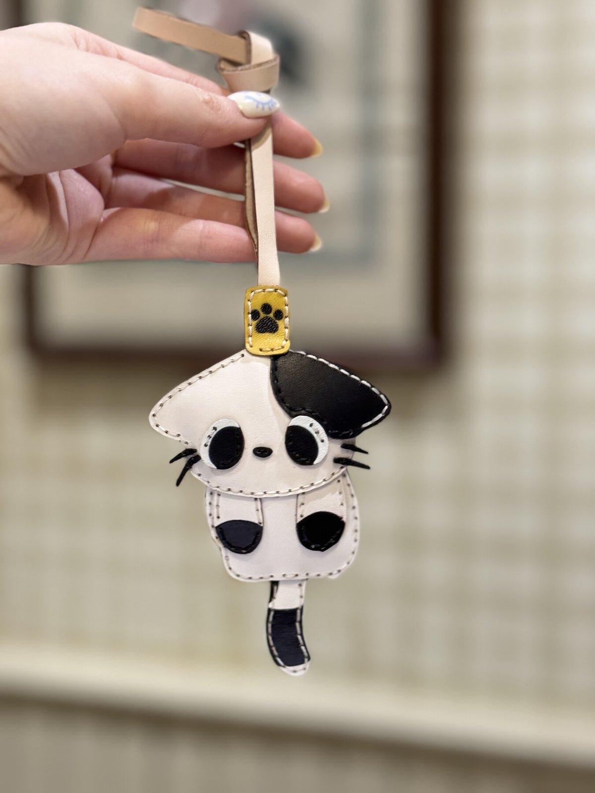 Black & White Cat leather charm view 15