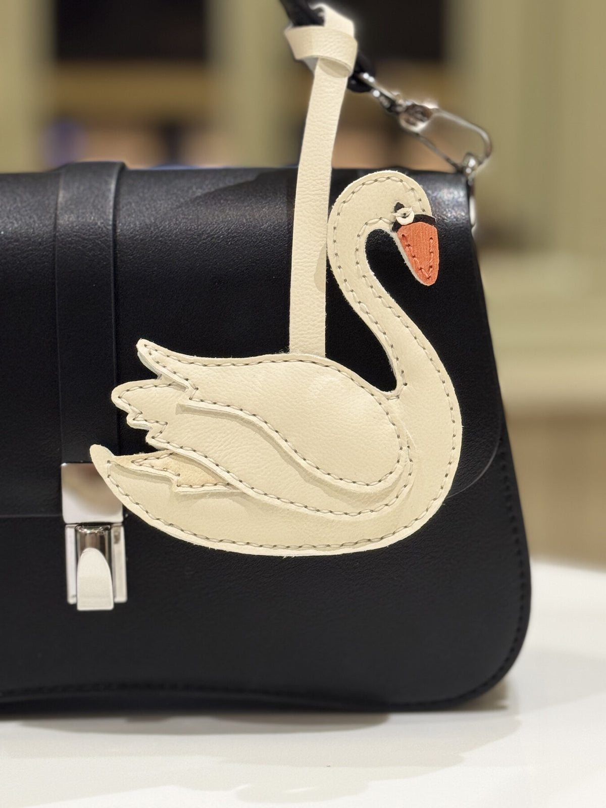 Swan leather charm view 22