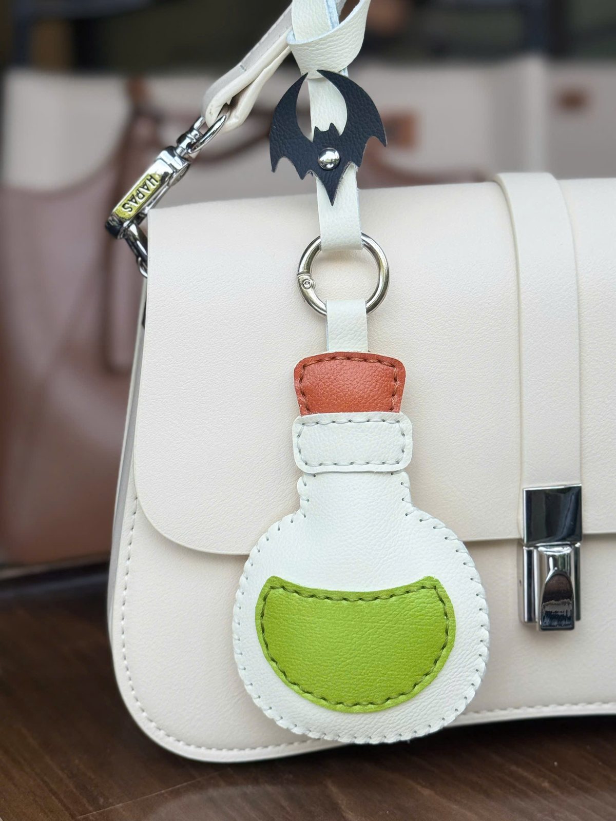 Potion Bottle leather charm detail